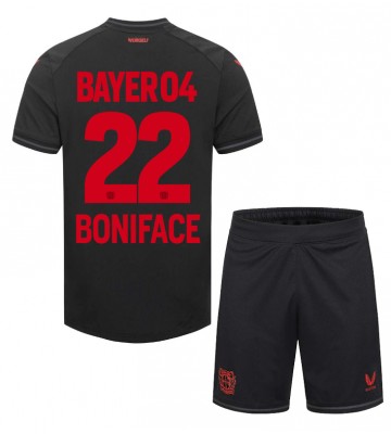 Bayer Leverkusen Victor Boniface #22 Primera Equipación Niños 2023-24 Manga Corta (+ Pantalones cortos)